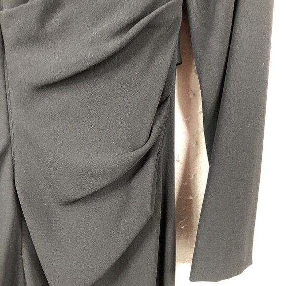 Talbots Runhof Dress Womens 12 Black Ruched Long Sleeve Event Occasion Formal - Picture 12 of 13